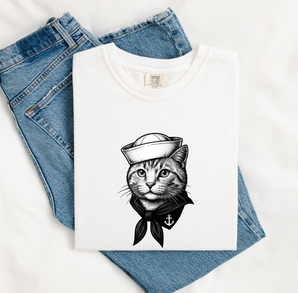 Vintage Sailor Cat Shirt – Nautical Cat Graphic Tee
