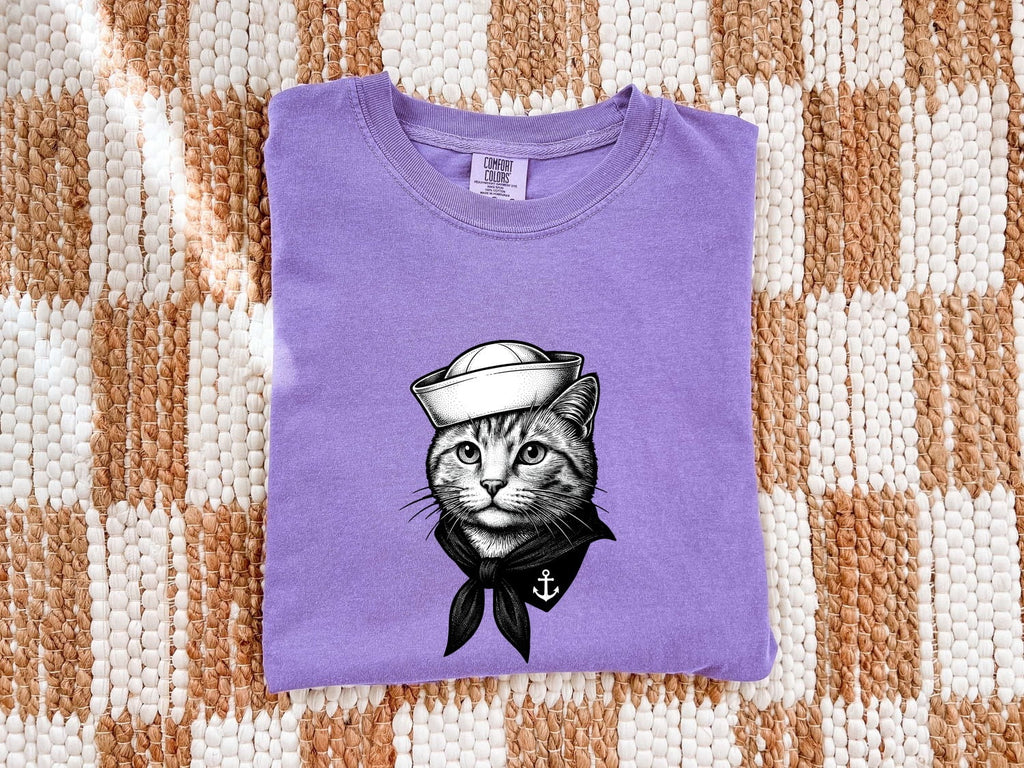 Vintage Sailor Cat Shirt – Nautical Cat Graphic Tee