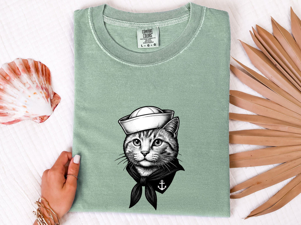 Vintage Sailor Cat Shirt – Nautical Cat Graphic Tee