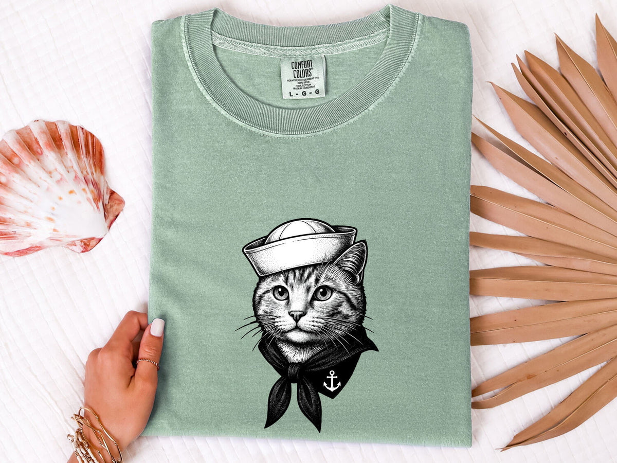 Vintage Sailor Cat Shirt – Nautical Cat Graphic Tee