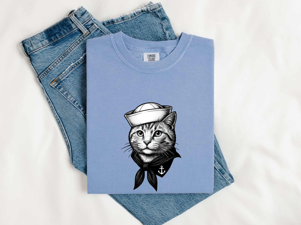 Vintage Sailor Cat Shirt – Nautical Cat Graphic Tee