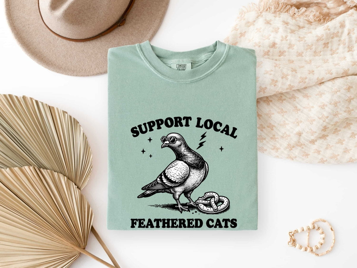 Support Local Feathered Cats Shirt – Funny Vintage Pigeon Tee