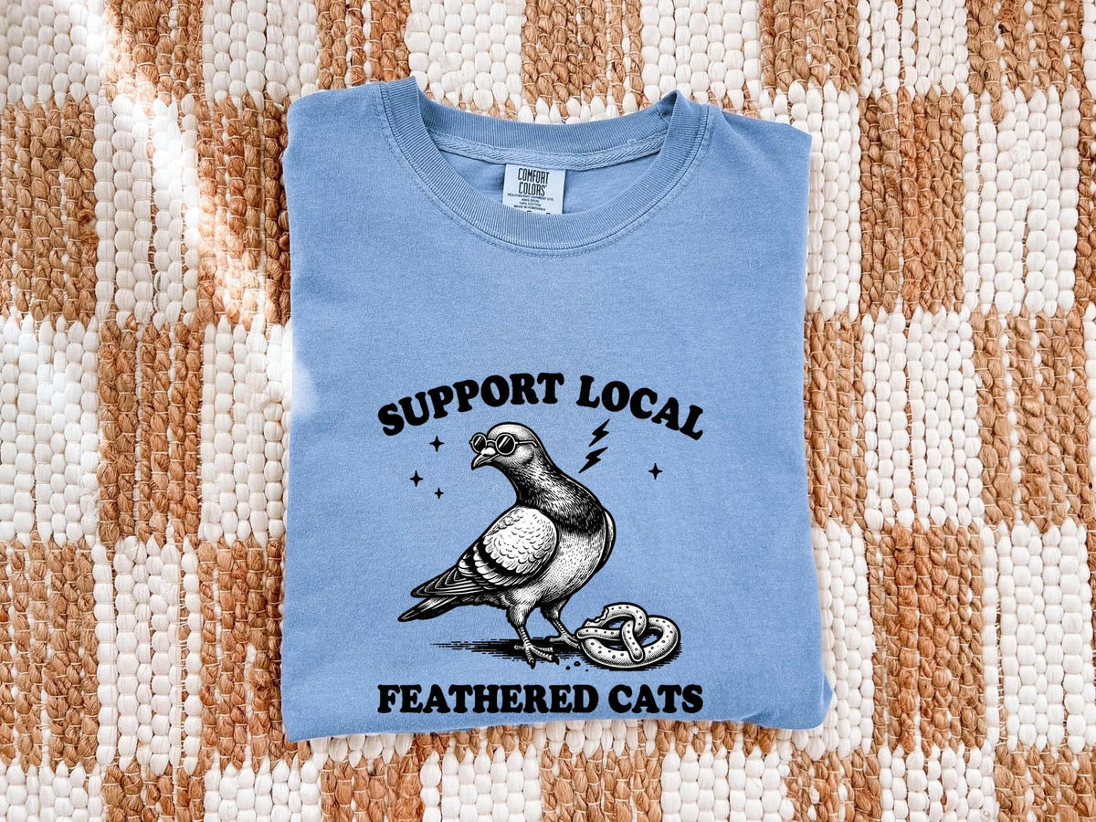 Support Local Feathered Cats Shirt – Funny Vintage Pigeon Tee