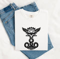 Gothic Snake and Lotus Shirt – Mystical Serpent Graphic Tee