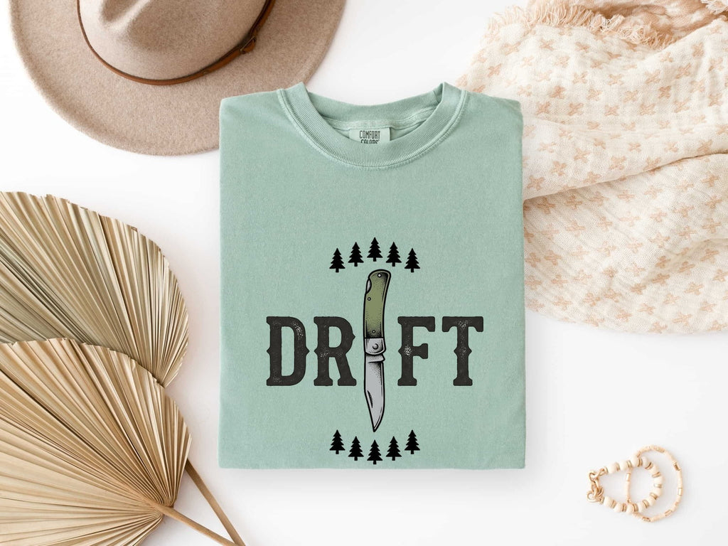 DRIFT Outdoor Adventure Shirt – Vintage Pocketknife & Pine Tree Graphic Tee