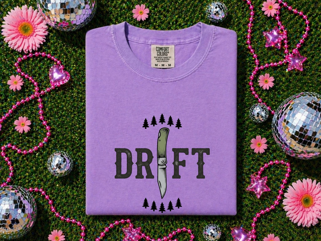 DRIFT Outdoor Adventure Shirt – Vintage Pocketknife & Pine Tree Graphic Tee
