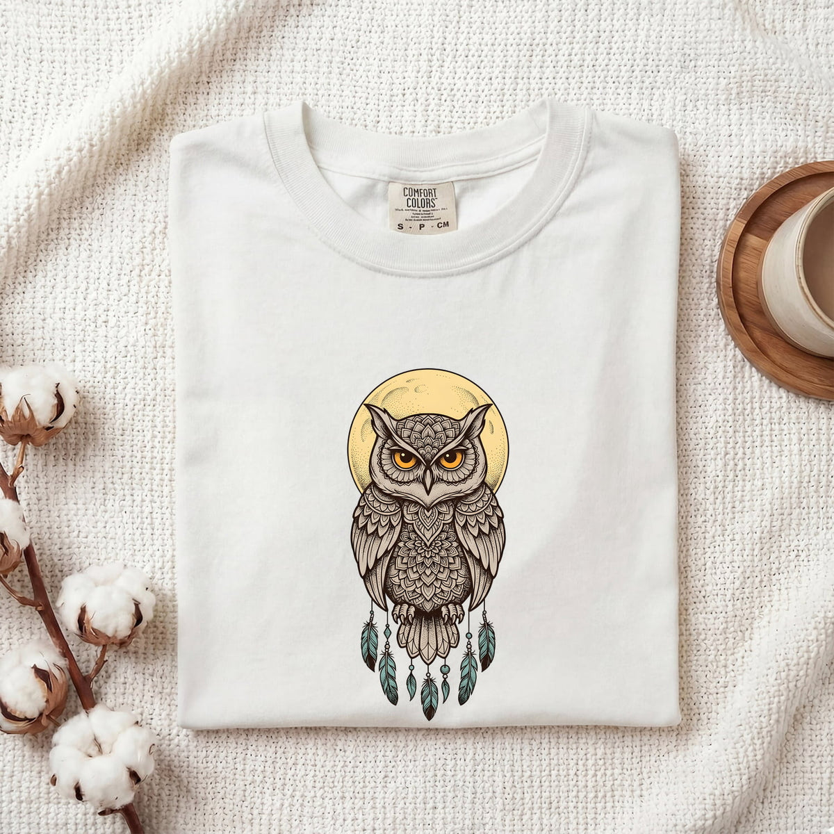 Boho Owl Shirt – Mystical Woodland Bird Graphic Tee