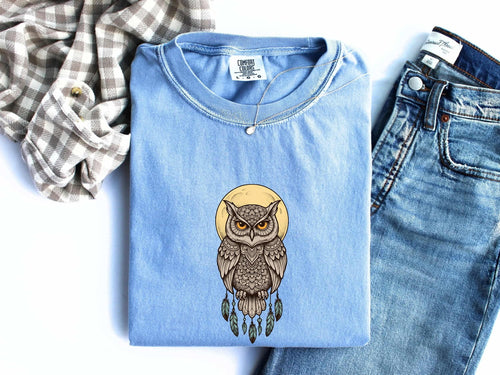 Boho Owl Shirt – Mystical Woodland Bird Graphic Tee