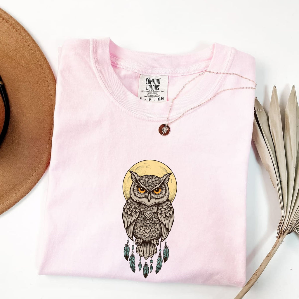 Boho Owl Shirt – Mystical Woodland Bird Graphic Tee