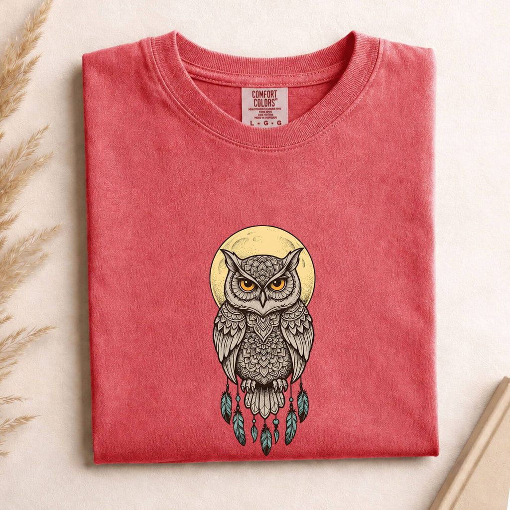 Boho Owl Shirt – Mystical Woodland Bird Graphic Tee
