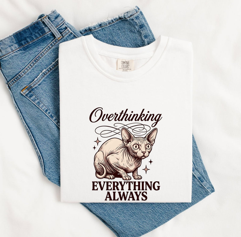 Overthinking Everything Always Shirt, Funny Vintage Cat Tee