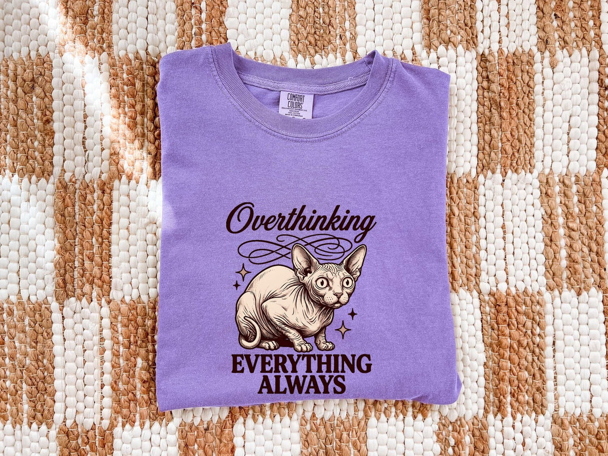 Overthinking Everything Always Shirt, Funny Vintage Cat Tee