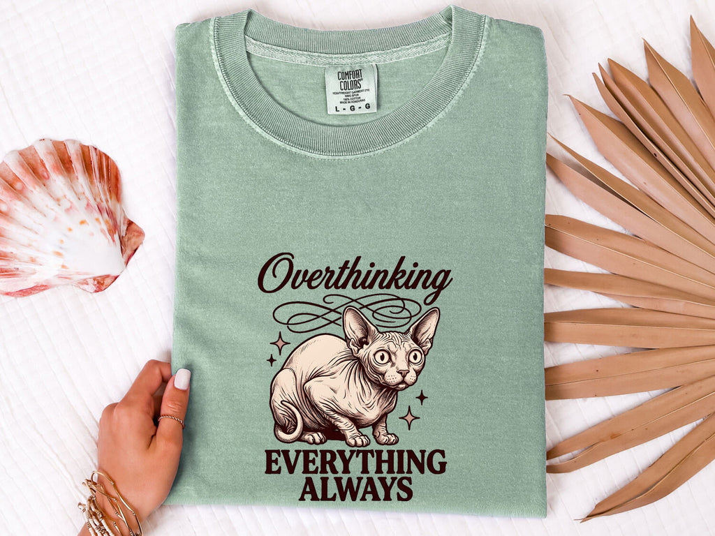 Overthinking Everything Always Shirt, Funny Vintage Cat Tee