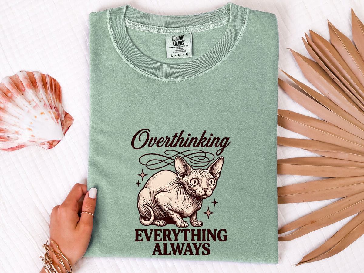 Overthinking Everything Always Shirt, Funny Vintage Cat Tee