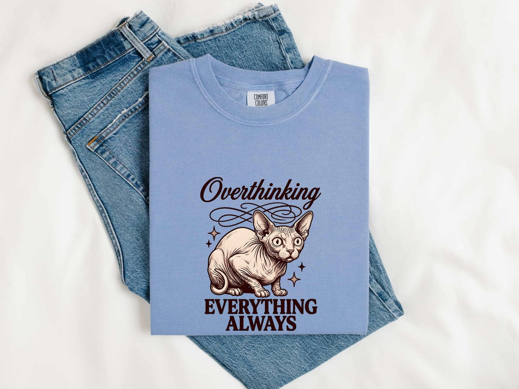 Overthinking Everything Always Shirt, Funny Vintage Cat Tee