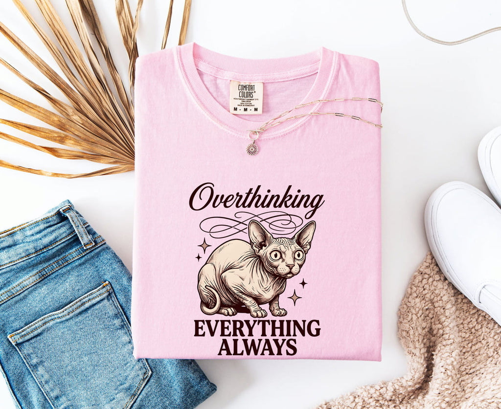 Overthinking Everything Always Shirt, Funny Vintage Cat Tee