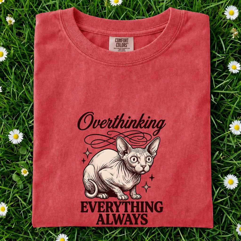 Overthinking Everything Always Shirt, Funny Vintage Cat Tee