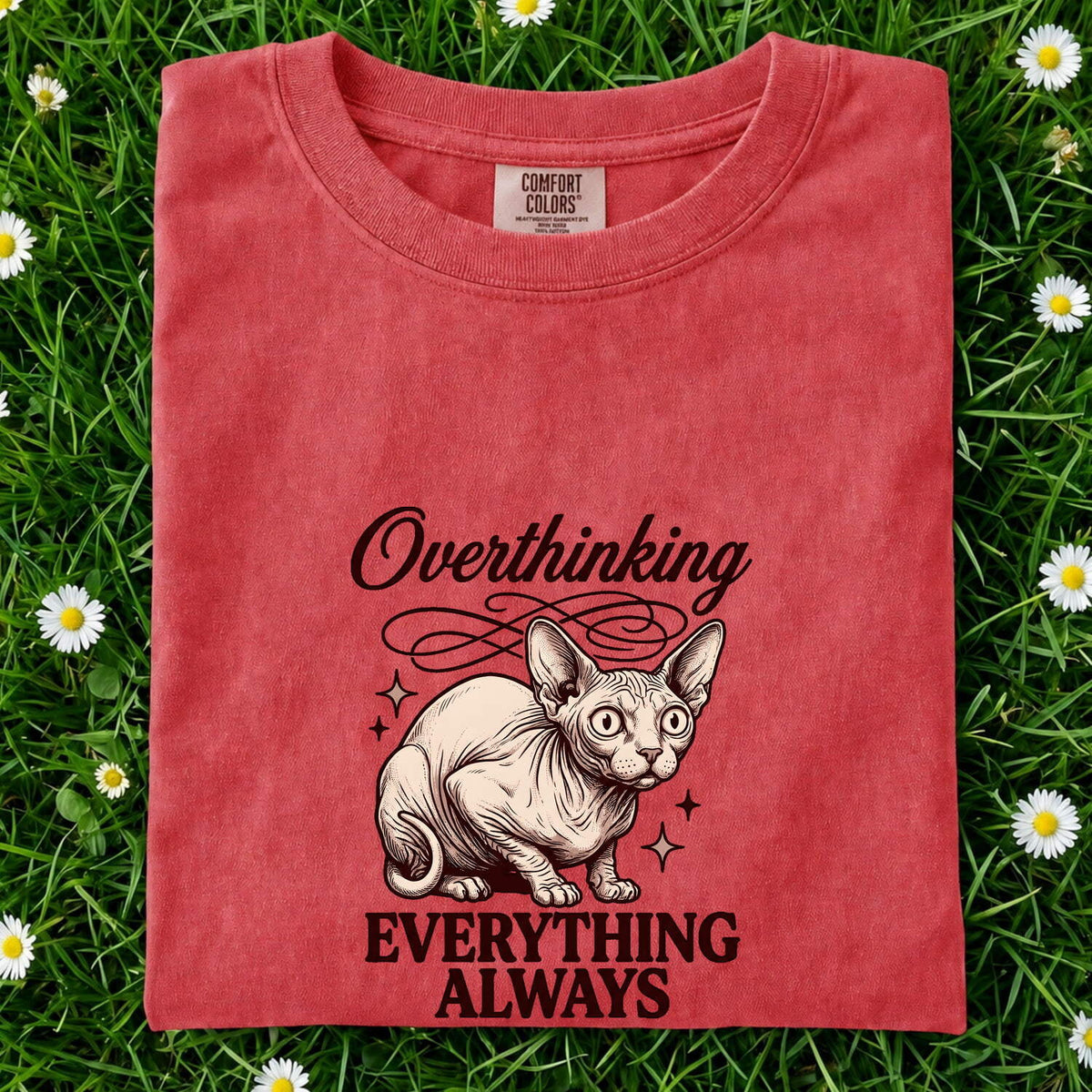 Overthinking Everything Always Shirt, Funny Vintage Cat Tee