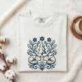 Woodland Fox Shirt, Vintage Blue Botanical Folk Art Tee