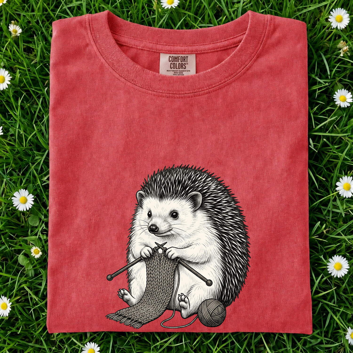 Knitting Hedgehog Shirt, Cute Animal Knitter Tee