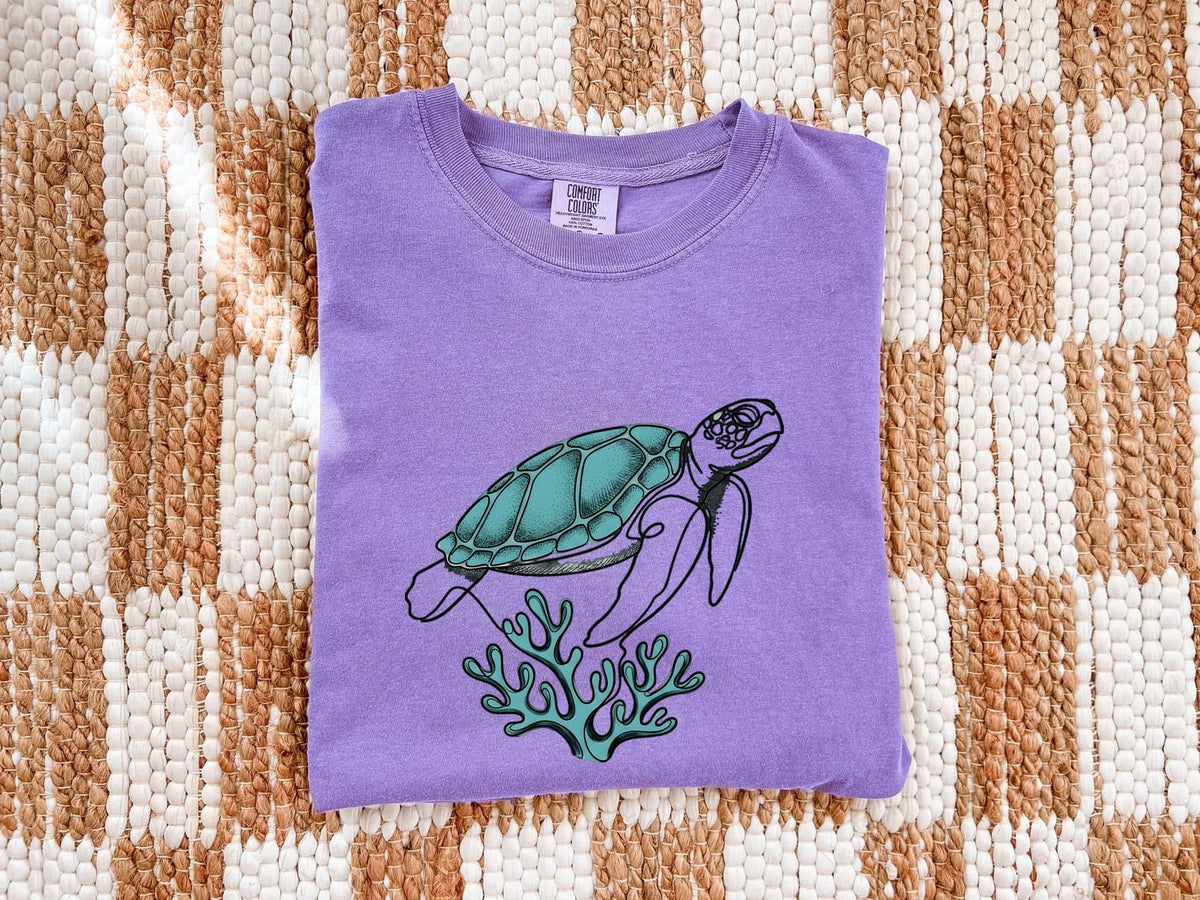 Sea Turtle Shirt, Coastal Ocean Lover Graphic Tee