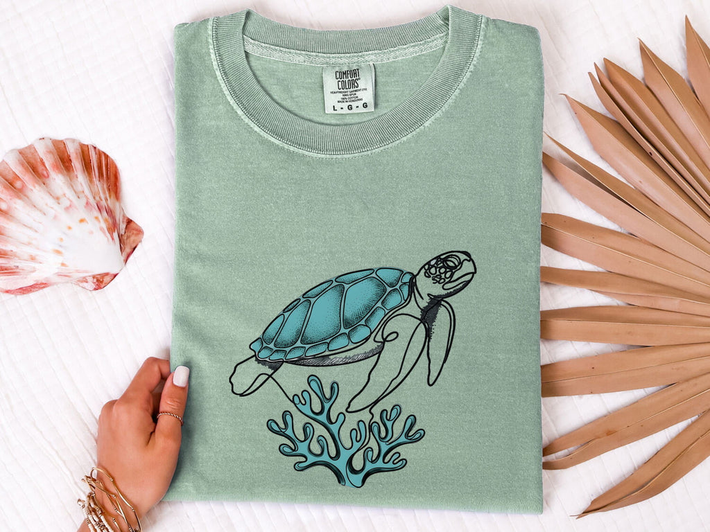 Sea Turtle Shirt, Coastal Ocean Lover Graphic Tee