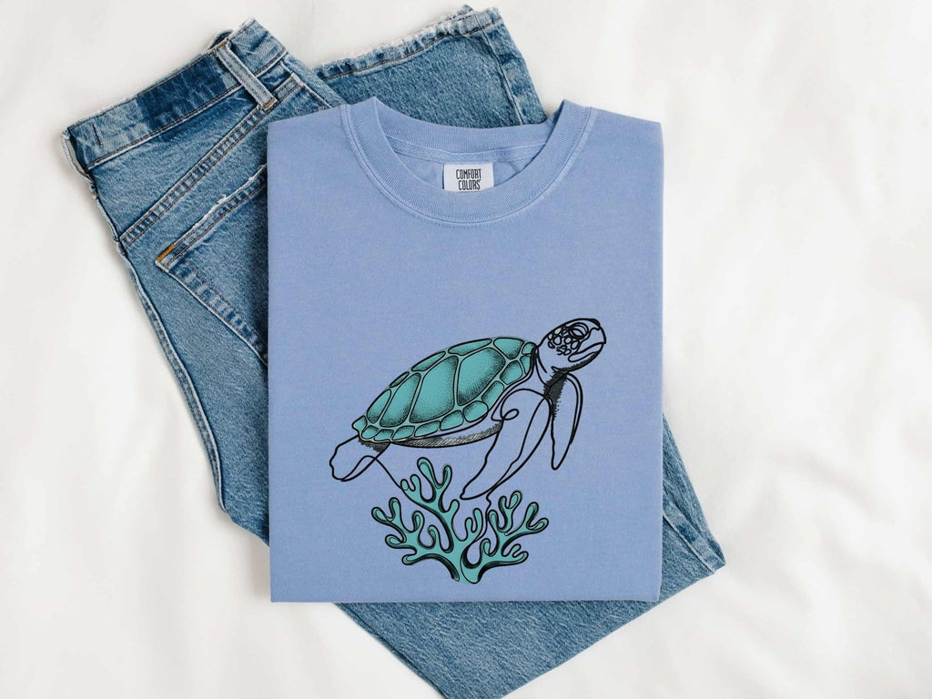 Sea Turtle Shirt, Coastal Ocean Lover Graphic Tee