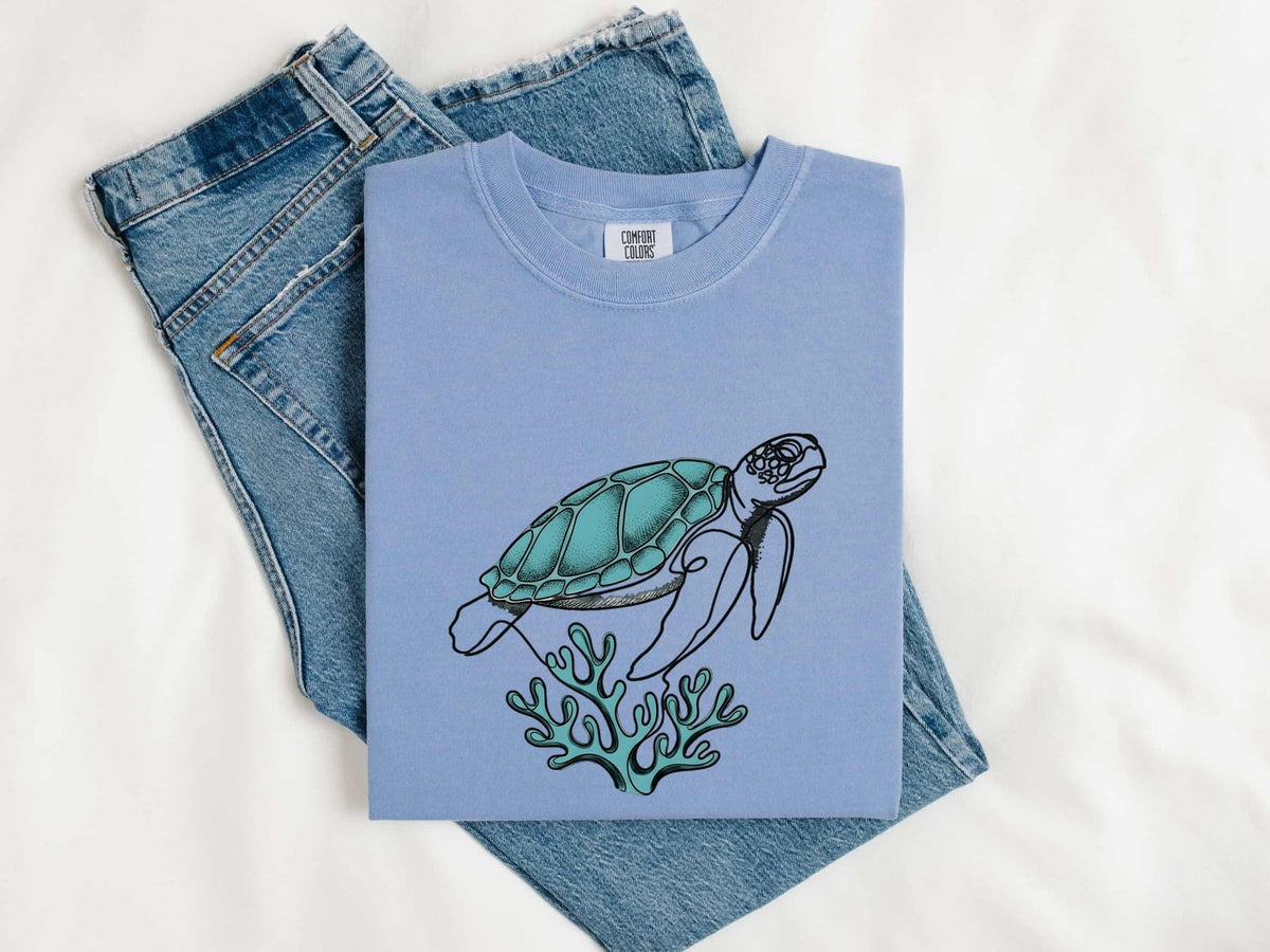 Sea Turtle Shirt, Coastal Ocean Lover Graphic Tee
