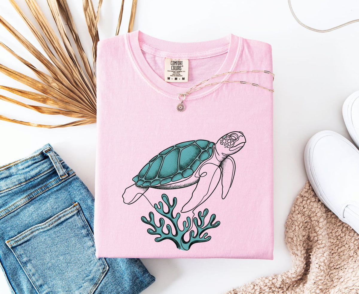 Sea Turtle Shirt, Coastal Ocean Lover Graphic Tee