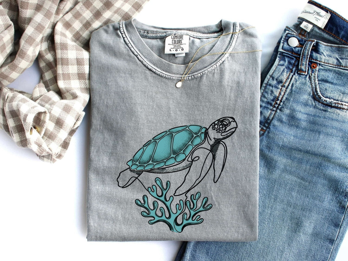 Sea Turtle Shirt, Coastal Ocean Lover Graphic Tee