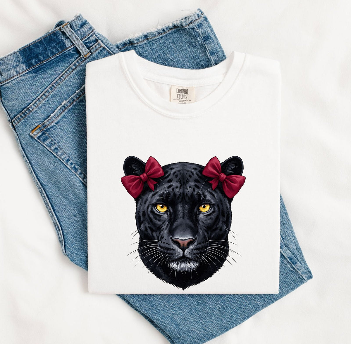 Black Panther Shirt with Bows, Fierce Feminine Coquette Graphic Tee