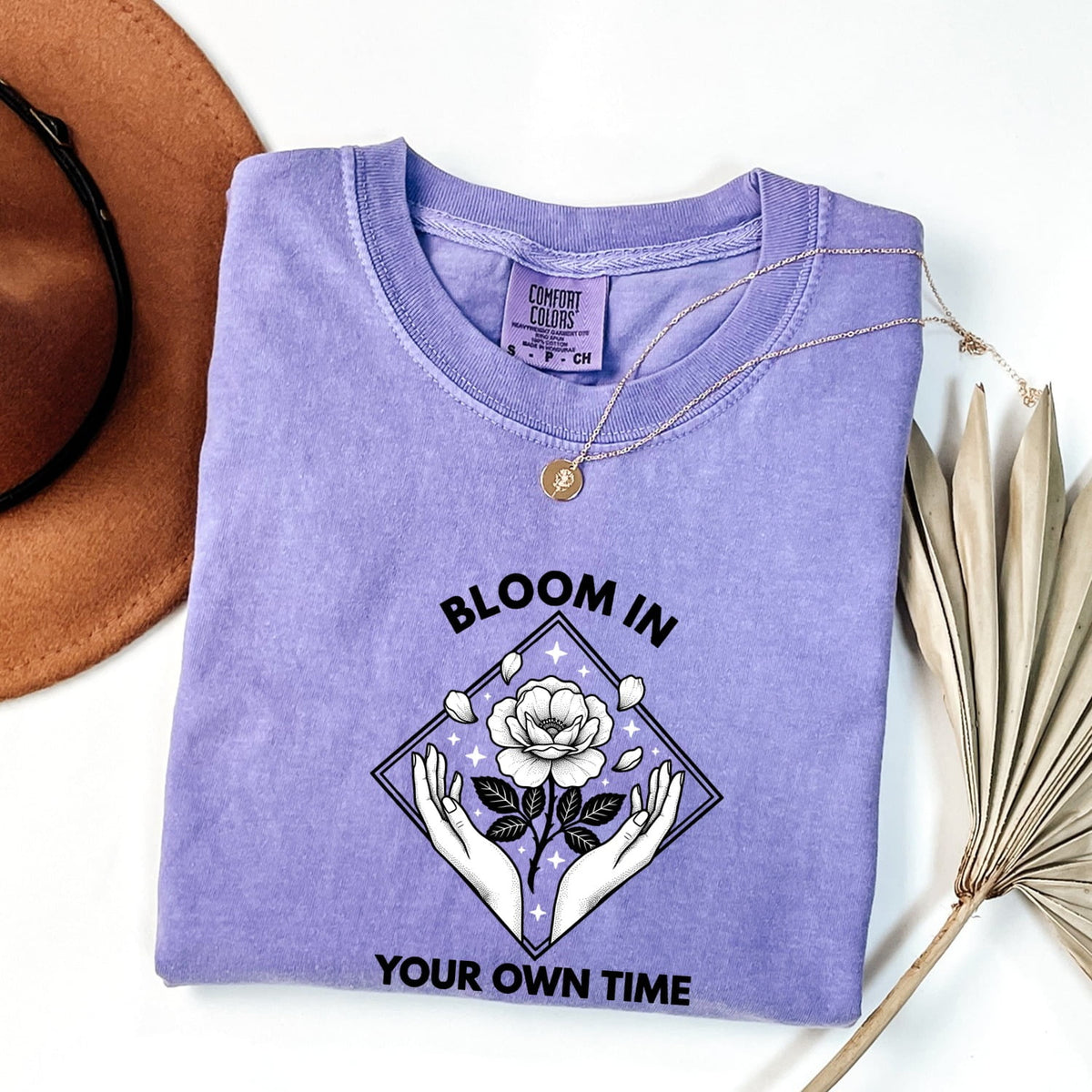 Bloom in Your Own Time Shirt, Inspirational Floral Graphic Tee