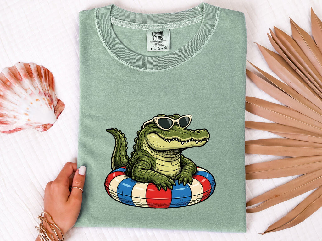 Funny Alligator Shirt, Summer Vacation Gator Graphic Tee
