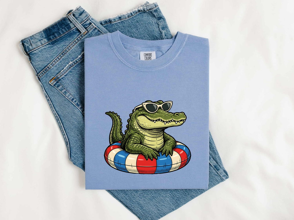 Funny Alligator Shirt, Summer Vacation Gator Graphic Tee