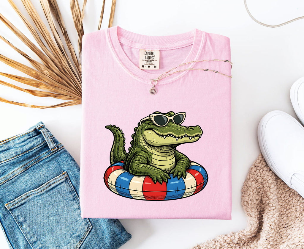 Funny Alligator Shirt, Summer Vacation Gator Graphic Tee