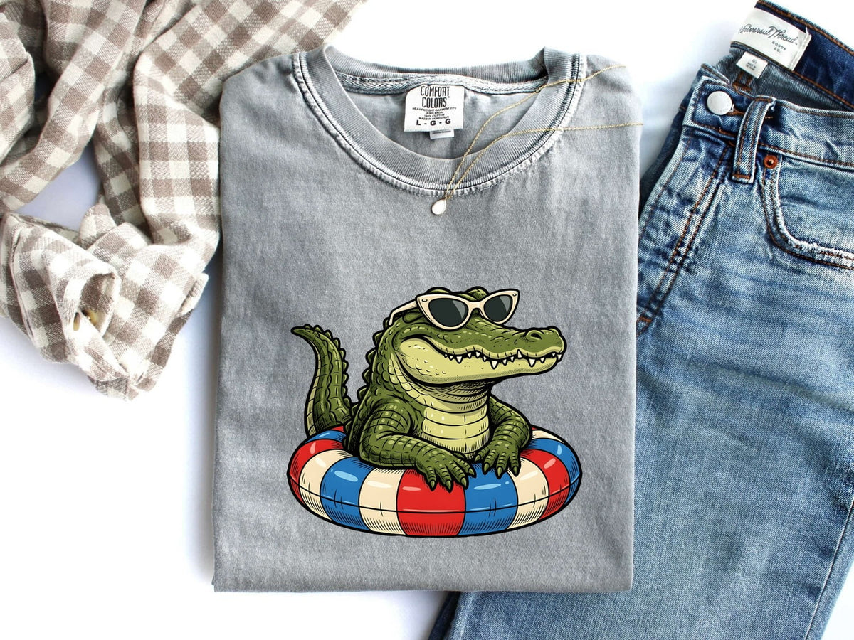 Funny Alligator Shirt, Summer Vacation Gator Graphic Tee