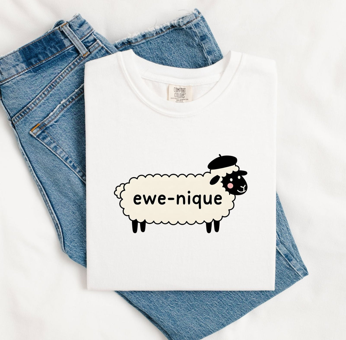 Ewe-Nique Sheep Shirt, Funny Farm Animal Graphic Tee
