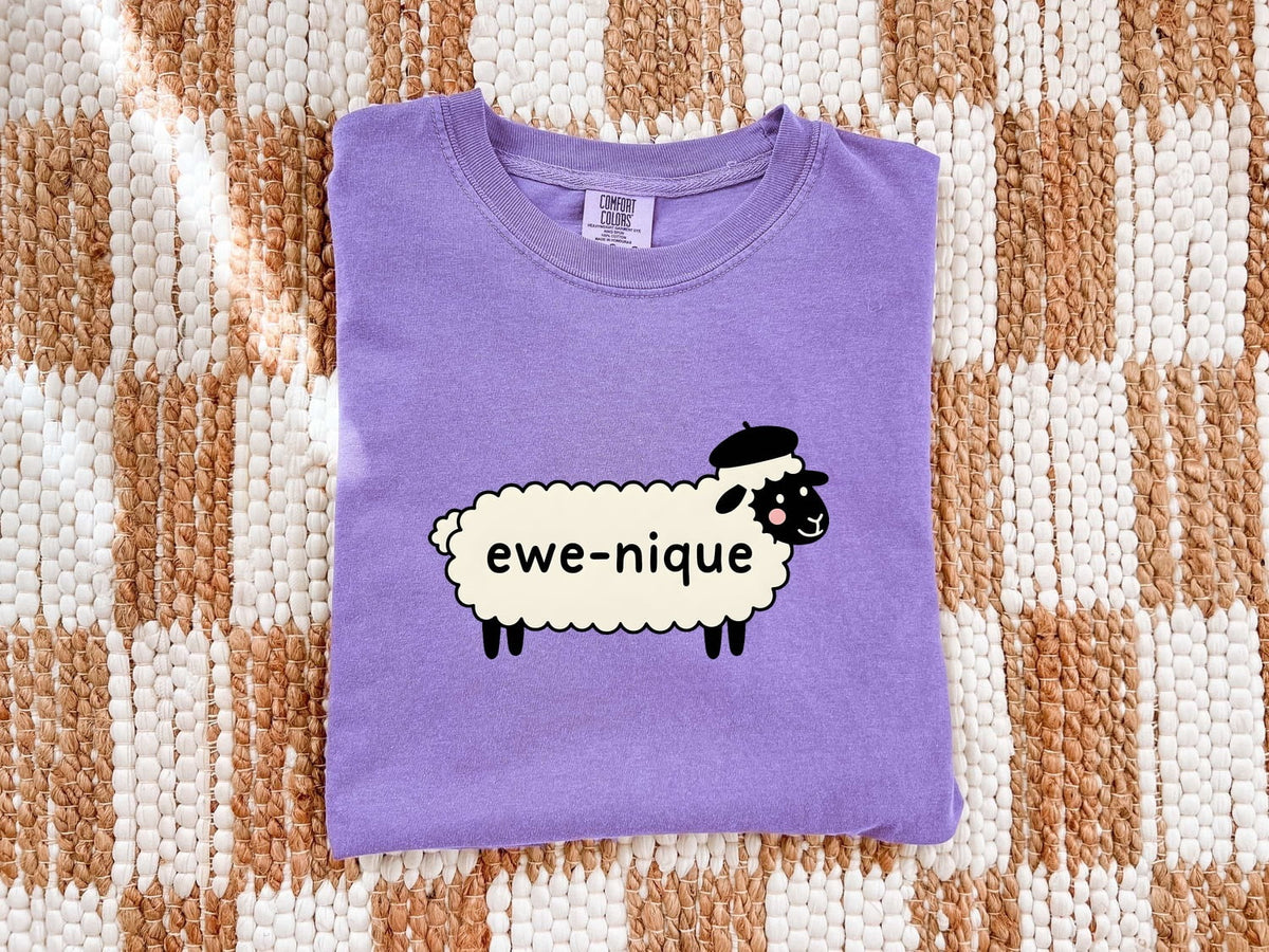 Ewe-Nique Sheep Shirt, Funny Farm Animal Graphic Tee
