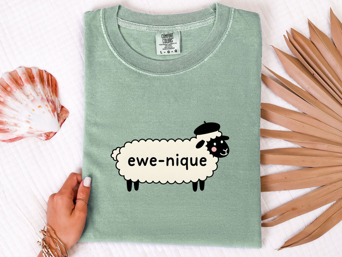 Ewe-Nique Sheep Shirt, Funny Farm Animal Graphic Tee