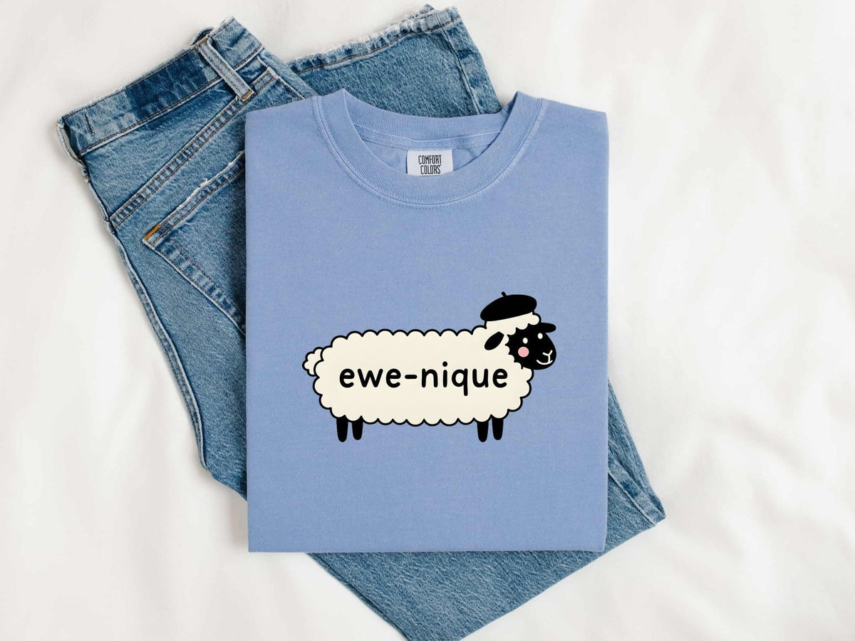 Ewe-Nique Sheep Shirt, Funny Farm Animal Graphic Tee