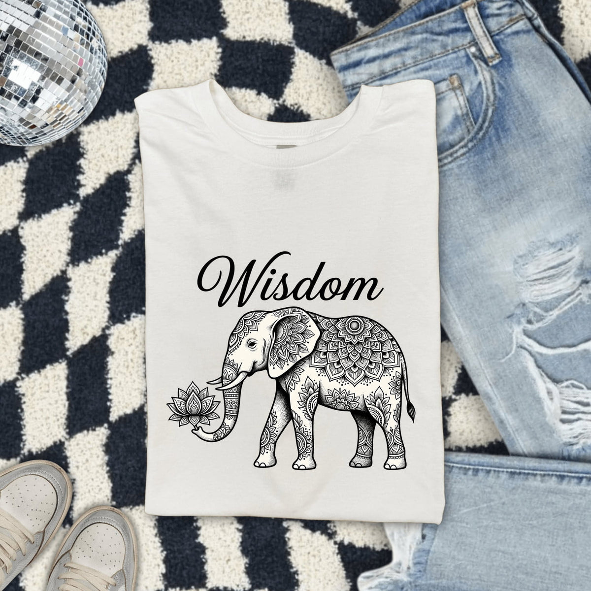 Wisdom Elephant Shirt, Boho Mandala Graphic Tee