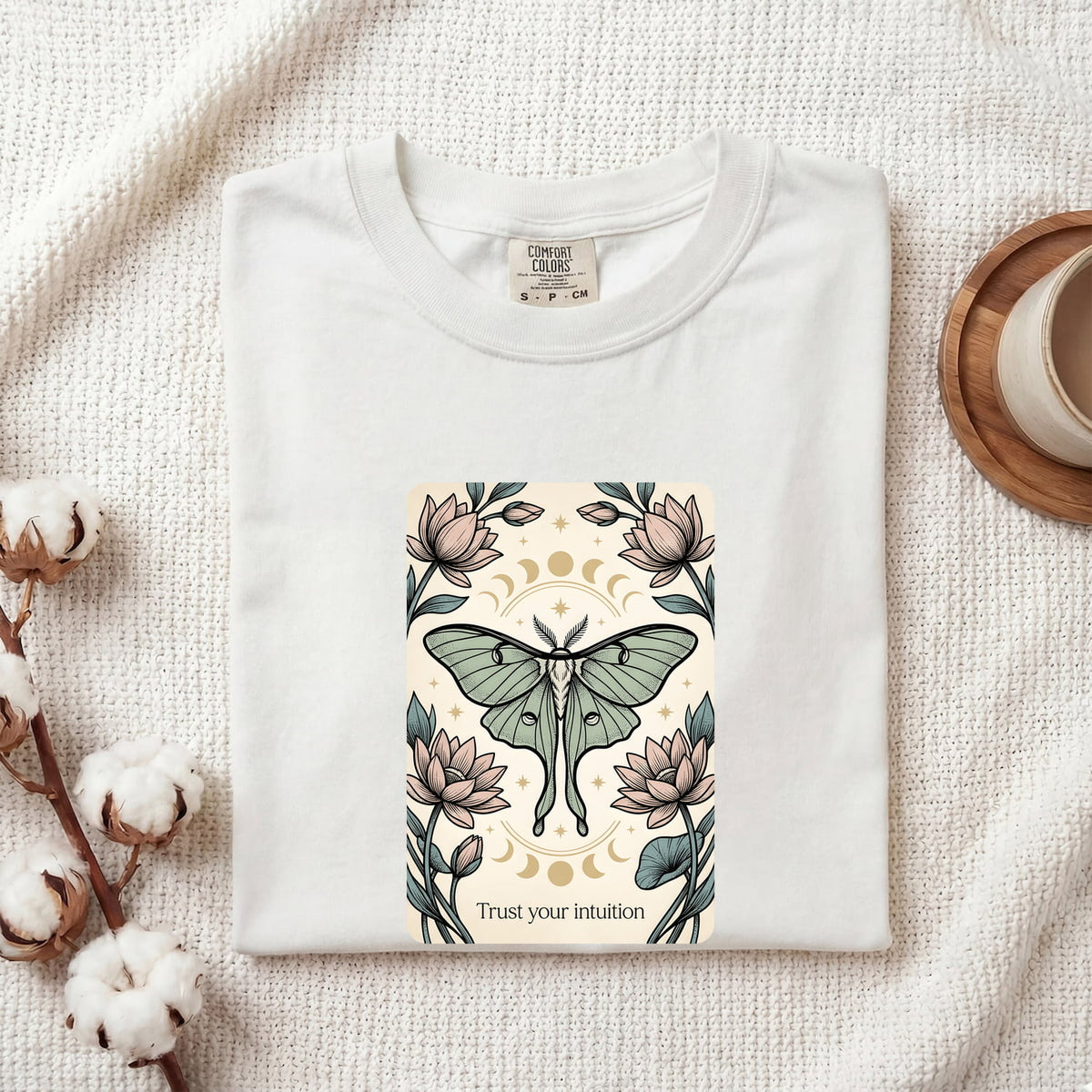 Luna Moth Shirt, Trust Your Intuition Floral Tee