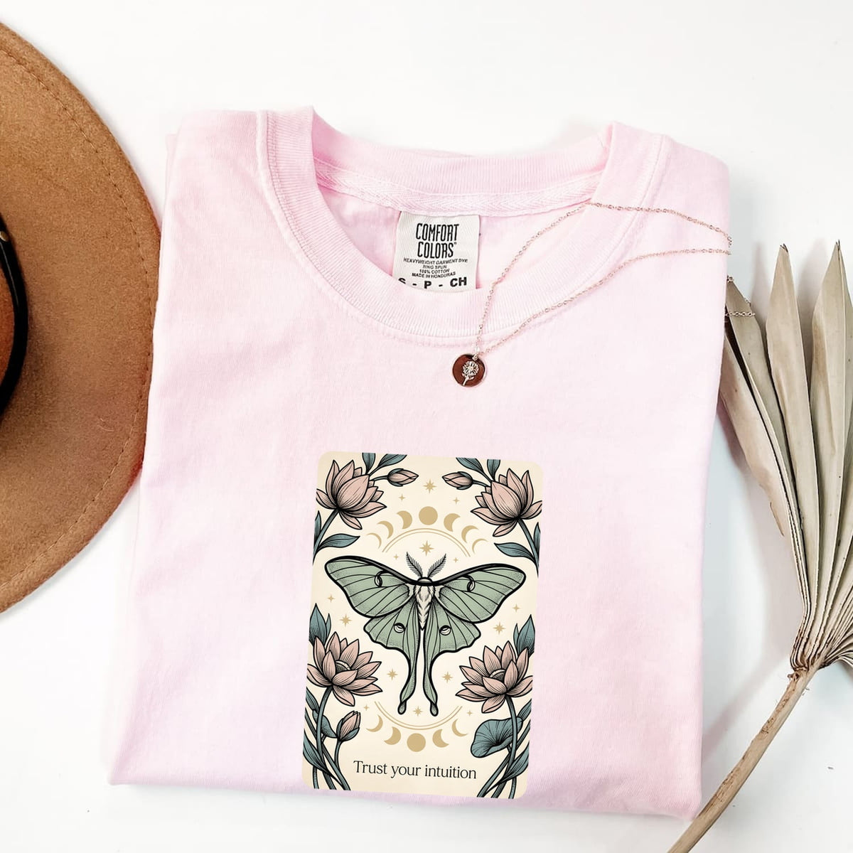 Luna Moth Shirt, Trust Your Intuition Floral Tee