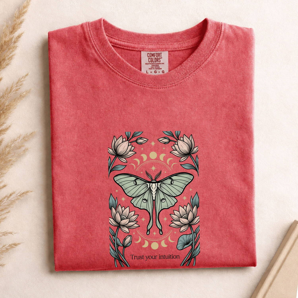 Luna Moth Shirt, Trust Your Intuition Floral Tee