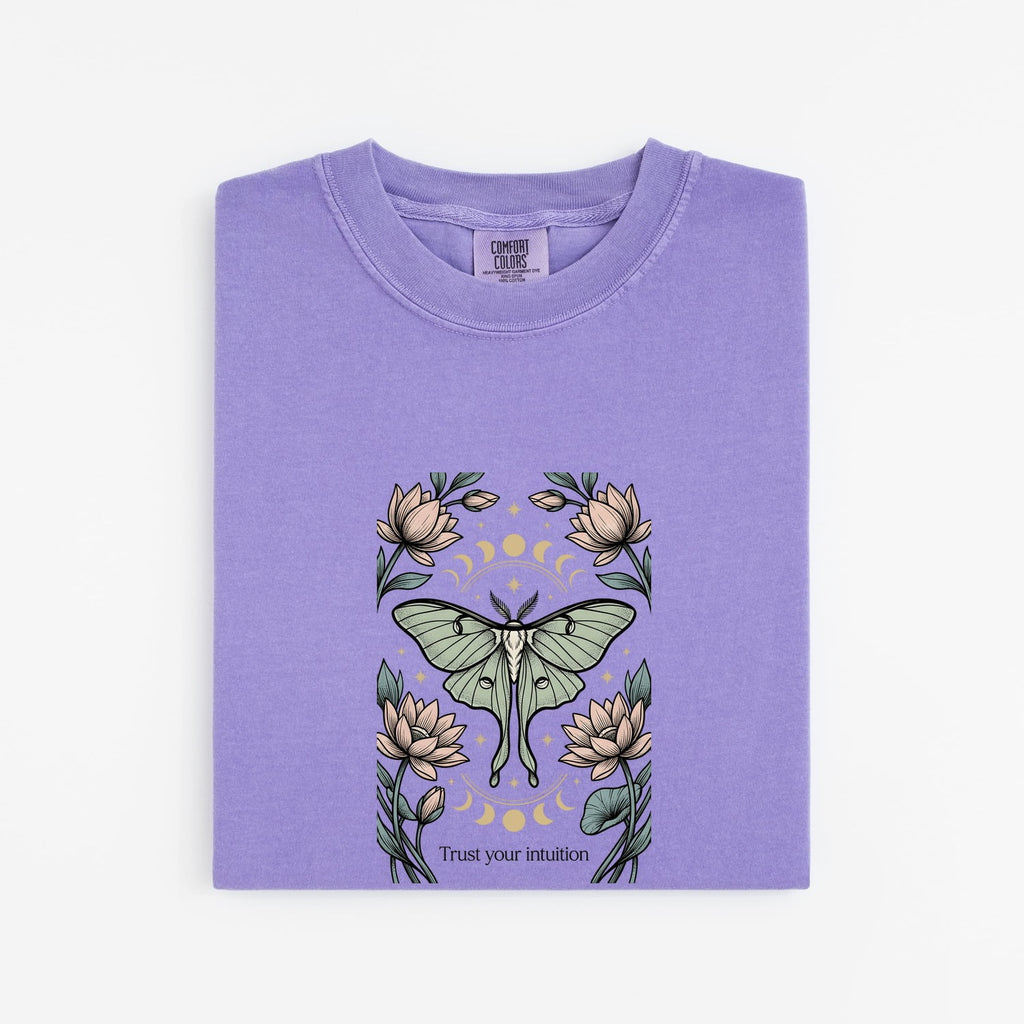 Luna Moth Shirt, Trust Your Intuition Floral Tee