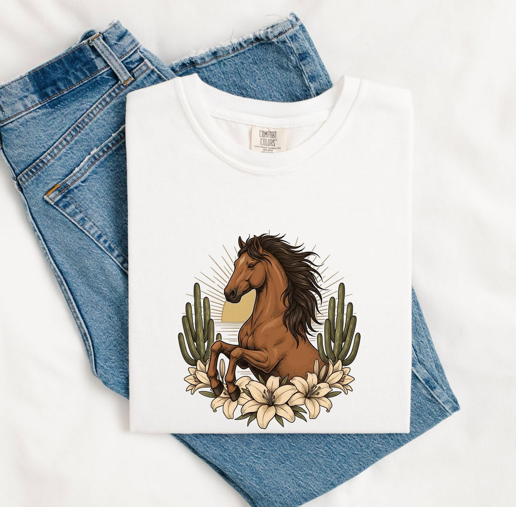 Western Horse Shirt, Boho Cowgirl Cactus Tee