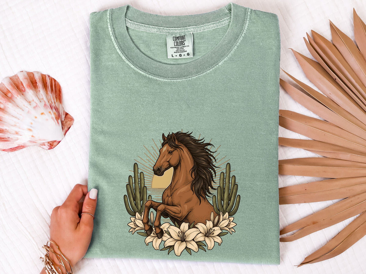 Western Horse Shirt, Boho Cowgirl Cactus Tee