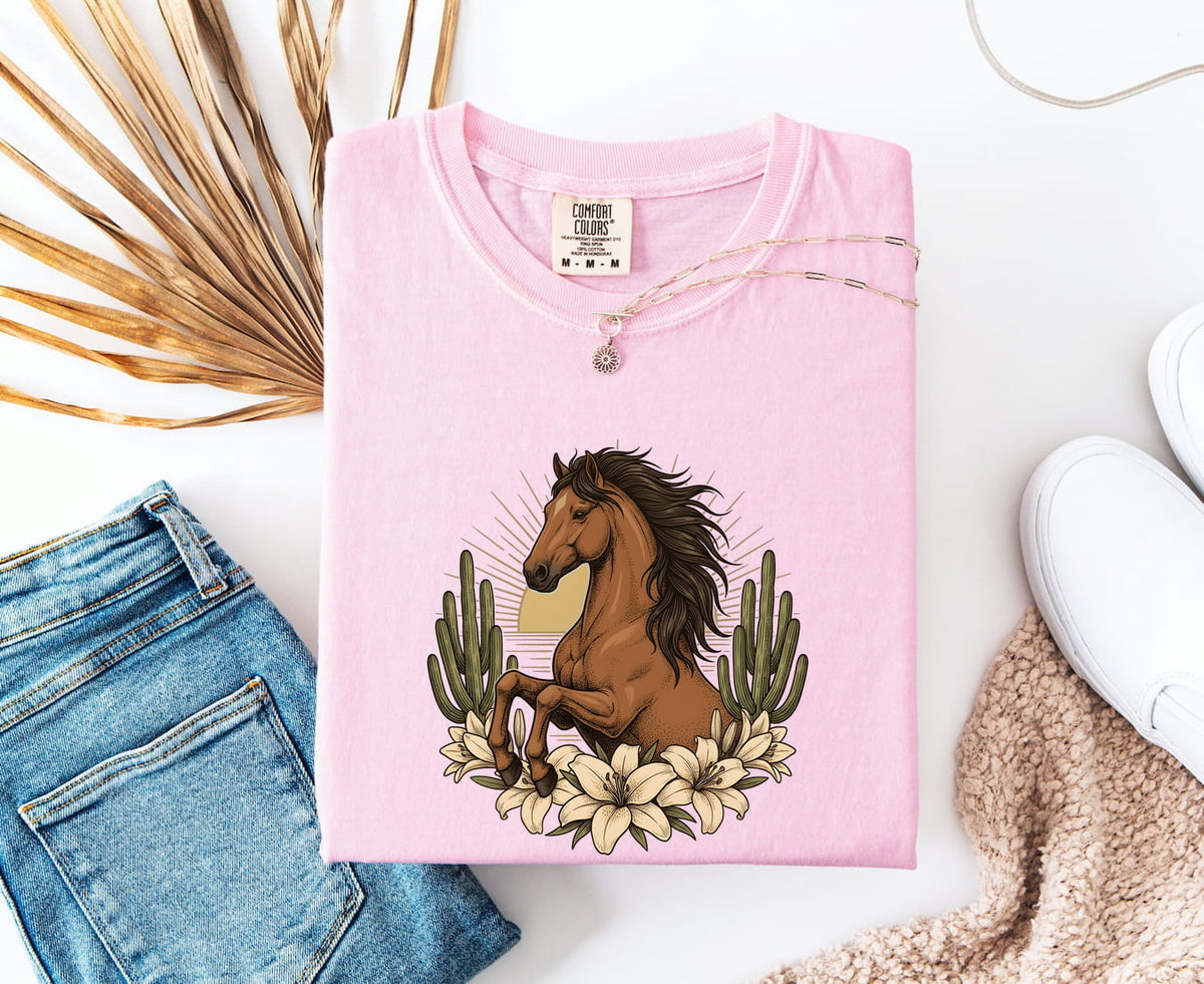 Western Horse Shirt, Boho Cowgirl Cactus Tee