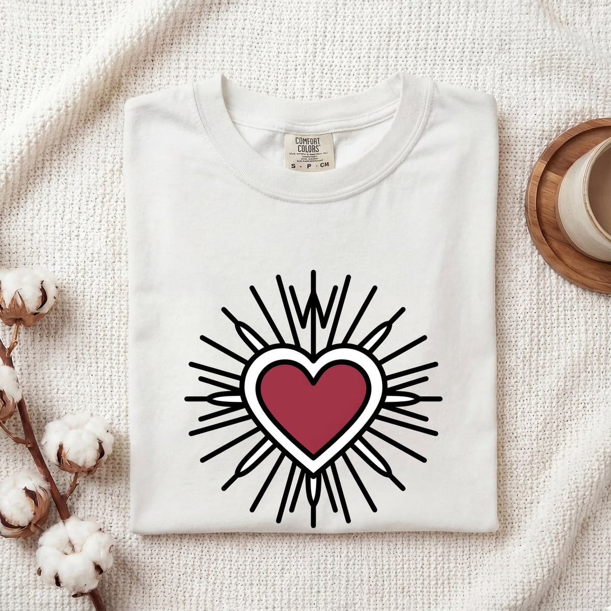 Sacred Heart Shirt, Radiant Red Heart Graphic Tee
