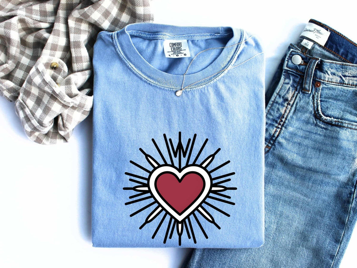 Sacred Heart Shirt, Radiant Red Heart Graphic Tee